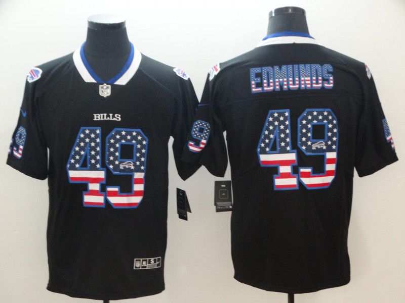 Men Buffalo Bills #49 Edmunds Nike USA Flag Fashion Black Color Rush Limited NFL Jerseys